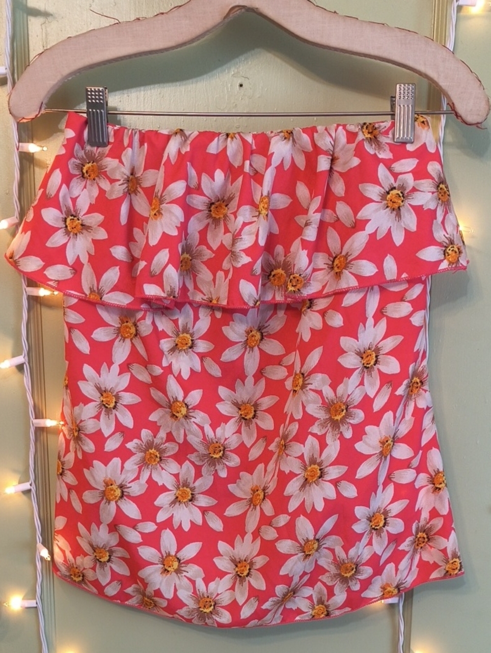 Women's Ocean Drive Tubetop Daisy Pink Ruffle S